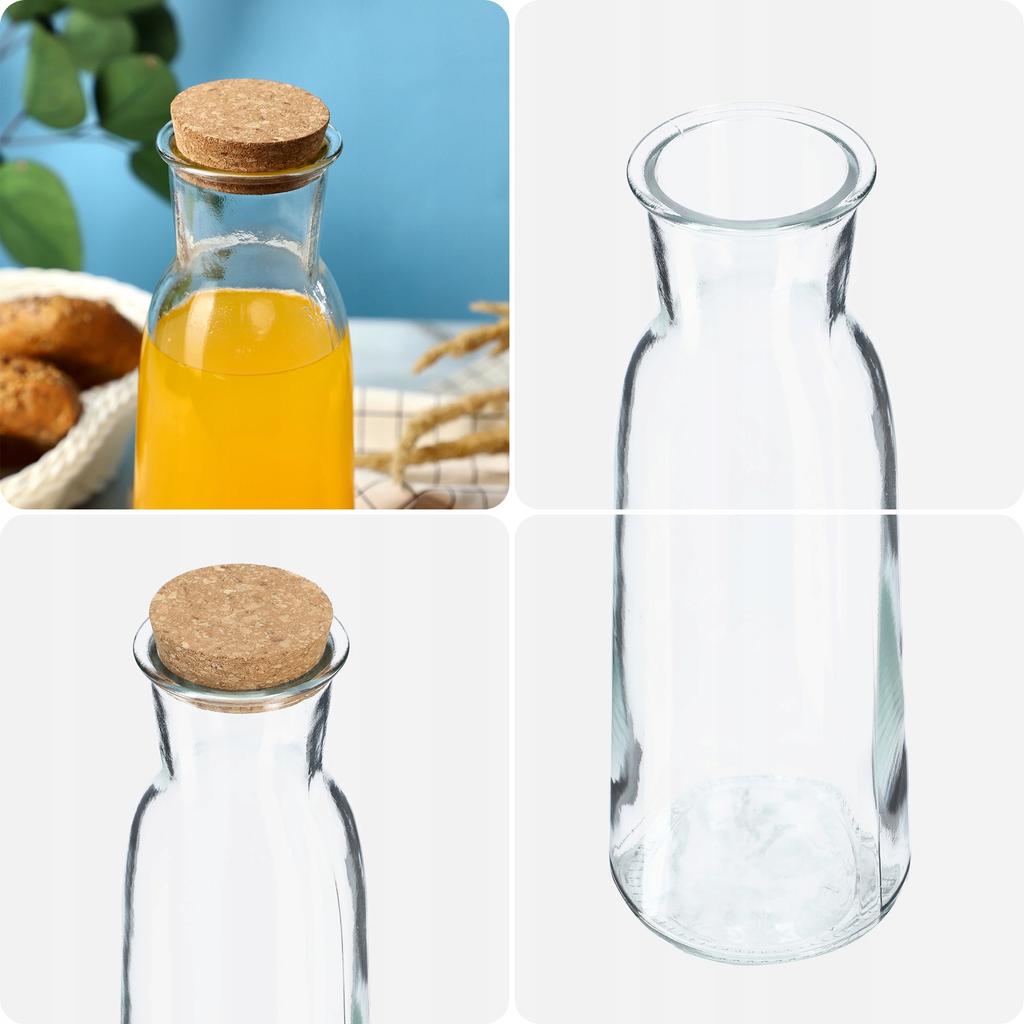 KADAX Glass Carafe Pitcher For Water 1000ml 1 Liter Water Wine Beverages Cork