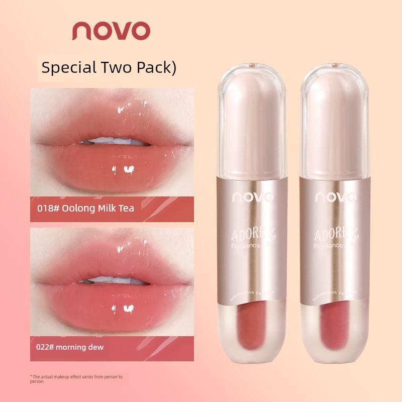 Novo Plain Light Makeup White Lip Lacquer Naked Women Color Series Water Light Mirror Lipstick Glass Lip Gloss Does Not Fade No Stain on Cup