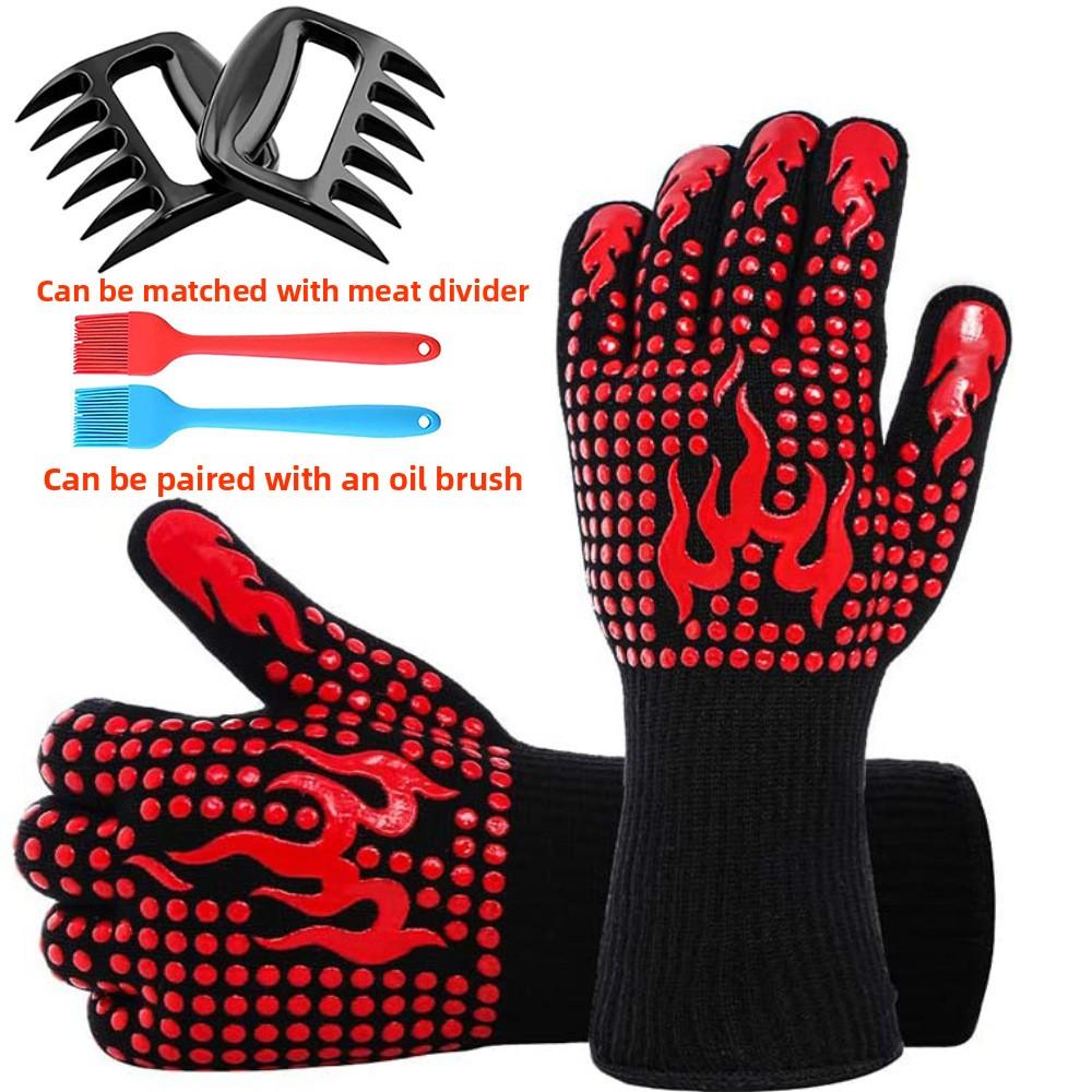 High Temperature Resistant 500/800 Degree Microwave Oven Silicone Non-slip Gloves, Heat Insulated Barbecue Oven Gloves