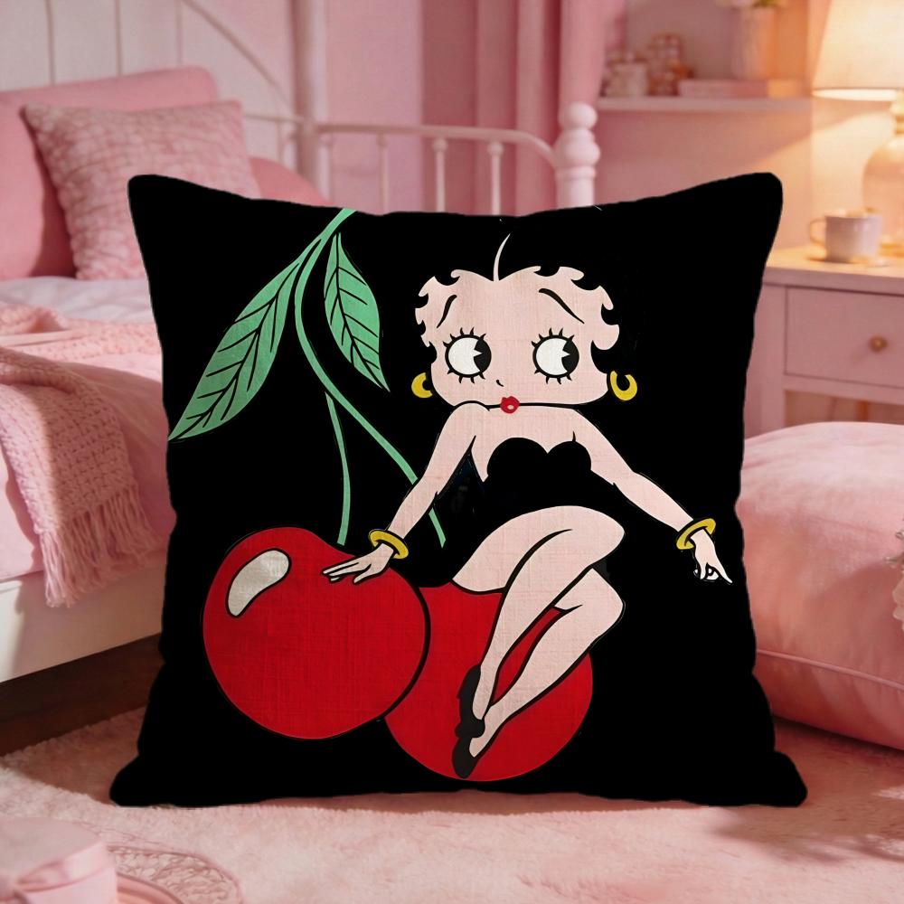 Betty BBoops Cute Cartoon Cushion Cover Premium Comfort Reversible Pillow Cove Two In One Design For Any Room Car Interior