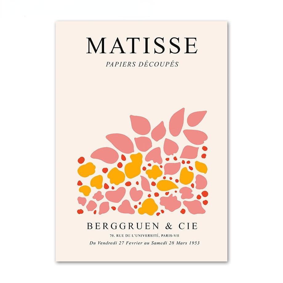 Abstract Matisse Coral Flower Dance Girl Line Wall Art Canvas Poster and Printmaking Living Room Decoration Wall Painting