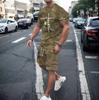 Two-Piece T-shirt Sets Camo Camouflage Faith Black Cross 3d Print T-shirt+Shorts 2Pcs Set Outdoor Suit Fitness Tee Pant Shorts SET