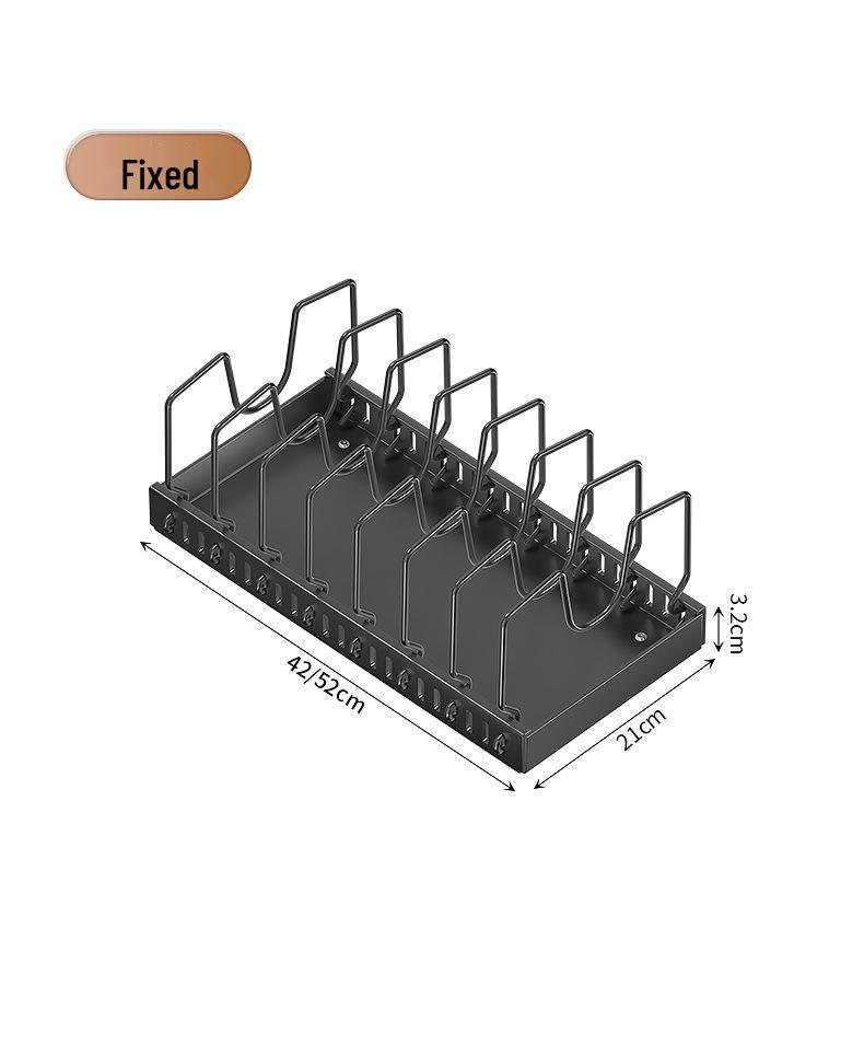 Wow-oh Expandable Frying Pan Storage Cabinet with Adjustable Pull-Out Pot Rack