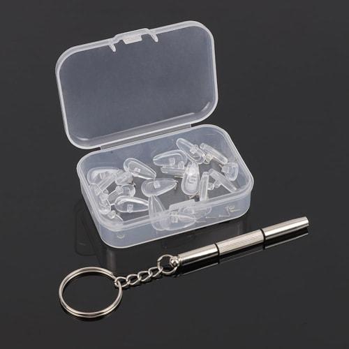 EDu Silicone Eyeglass Screws, Nose Pads, Eyeglass Screwdriver, Machine Screws, Repair Parts Accessories (10 Pieces)