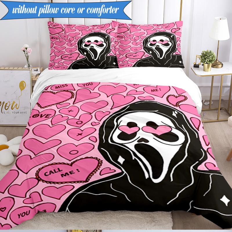 Horror Movie Characters 3pcs K-pop music group Bedding set,Ideal for Bedroom, Dormitory,Including Duvet Cover And 2pcs Pillowcases,Fan gifts