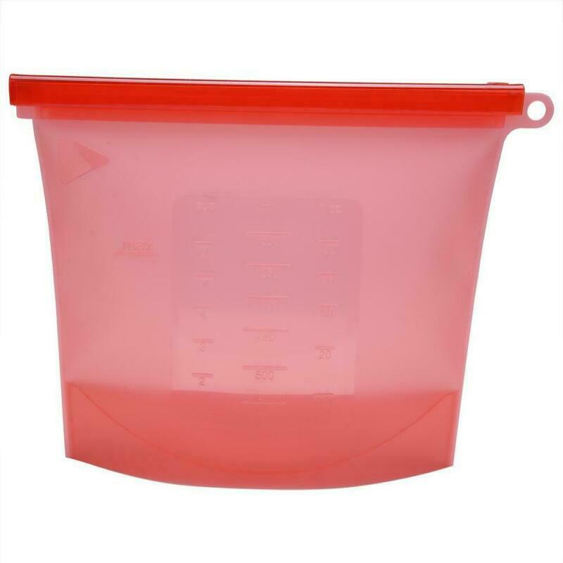 1000ml Reusable Silicone Food Grade Storage Bag Lunch Sandwich Snack Liquid Lunch Fruit Freezer Zip Seal Bags 4 Colors