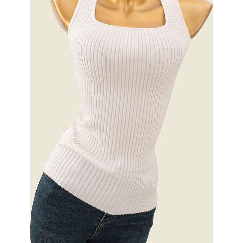 Trade Original Order Pure Desire Small Square Collar Slim fit Vest Four Seasons Wear Sleeveless Sunken Stripe Slimming Solid Knitted Inner wear