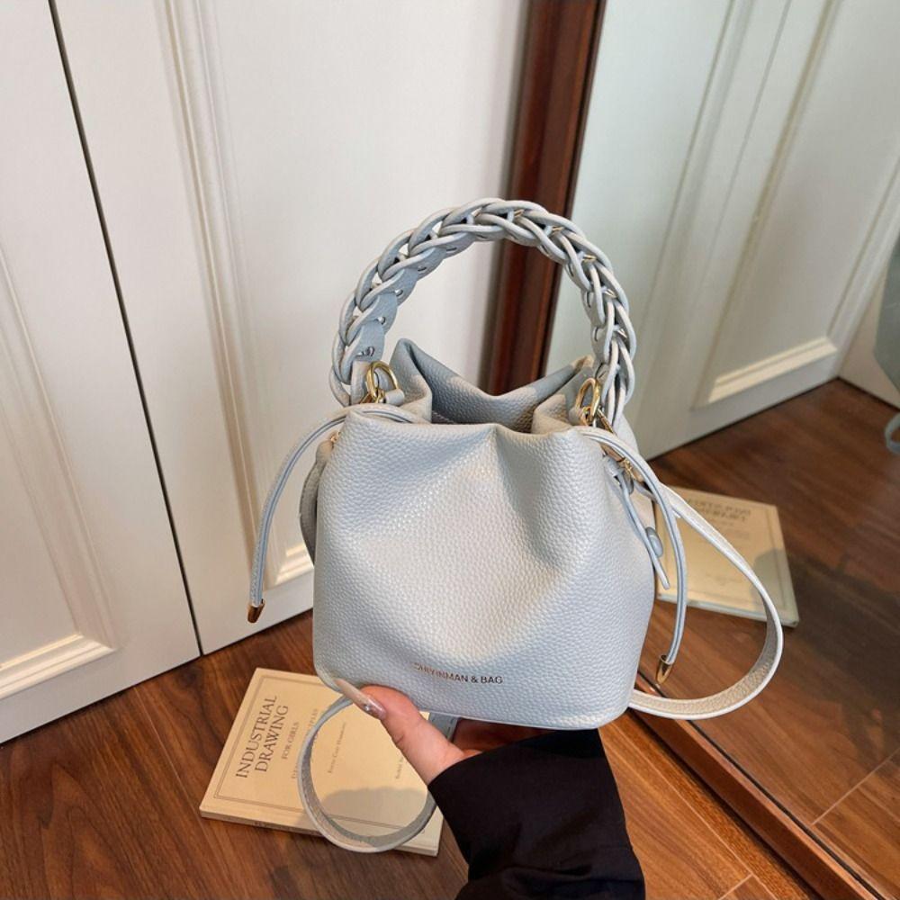 Portable PU Leather Women Shoulder Bag Versatile Trendy Bucket Bag Minimalist Durable Crossbody Bag Daily
