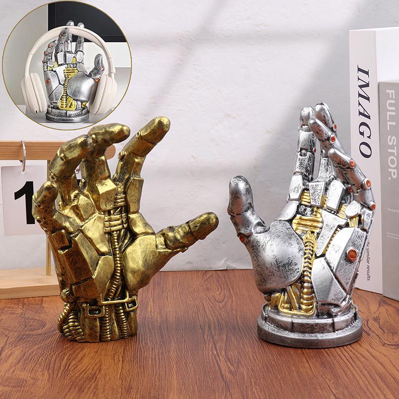Creative Punk Gamepad Holder Robotic Hand Ornament Cool Simulated Mechanical Hand Statue Decor Desktop Holder Decoration