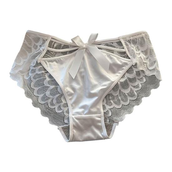 Women's Silky Satin Panties Sexy Invisible Lace Briefs Low Waist Bikini Underwear Seamless Breathable Underpants