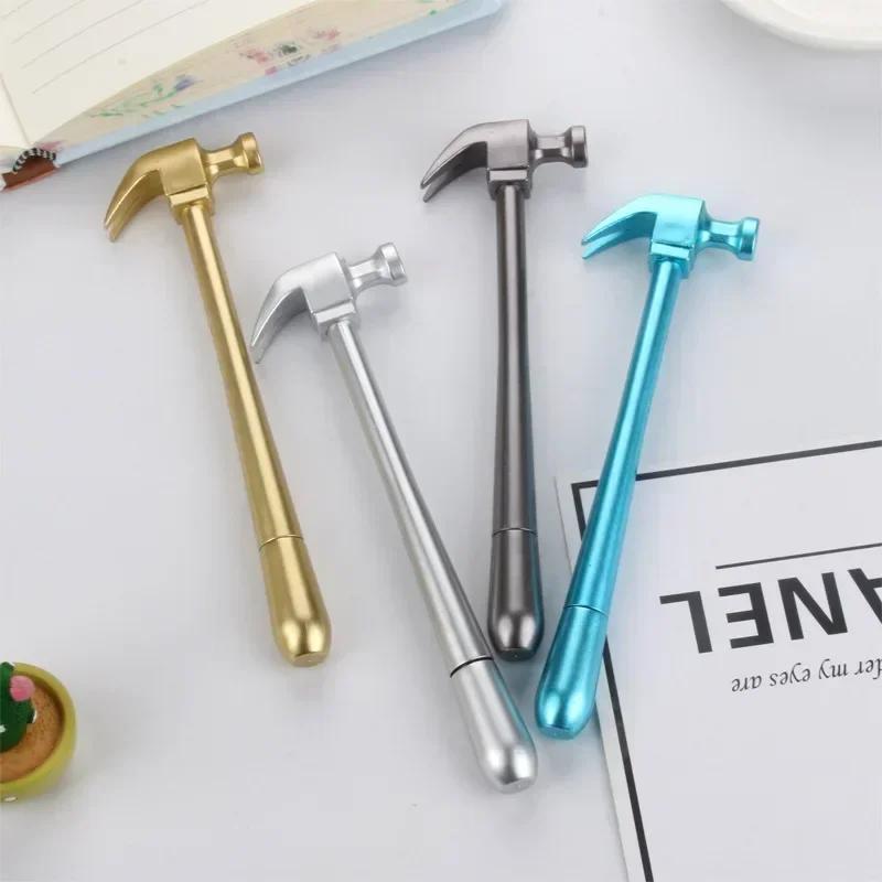 4PCS Creative Plastic Gel Pen Imitation Metal Hammer Black Ink Stationary Student School Office Writing Supplies Random Color