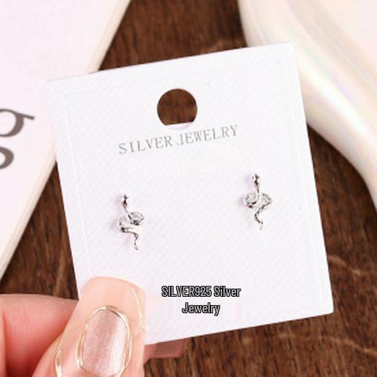 "S925 Sterling Silver Snake Year High-End Earrings - Shiny, Simple Design for Autumn & Winter."