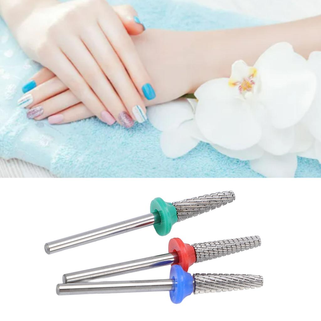 3pcs Nail File Bits Tungsten Steel Nail File Bits Professional Manicure Grinding Heads for Electric 