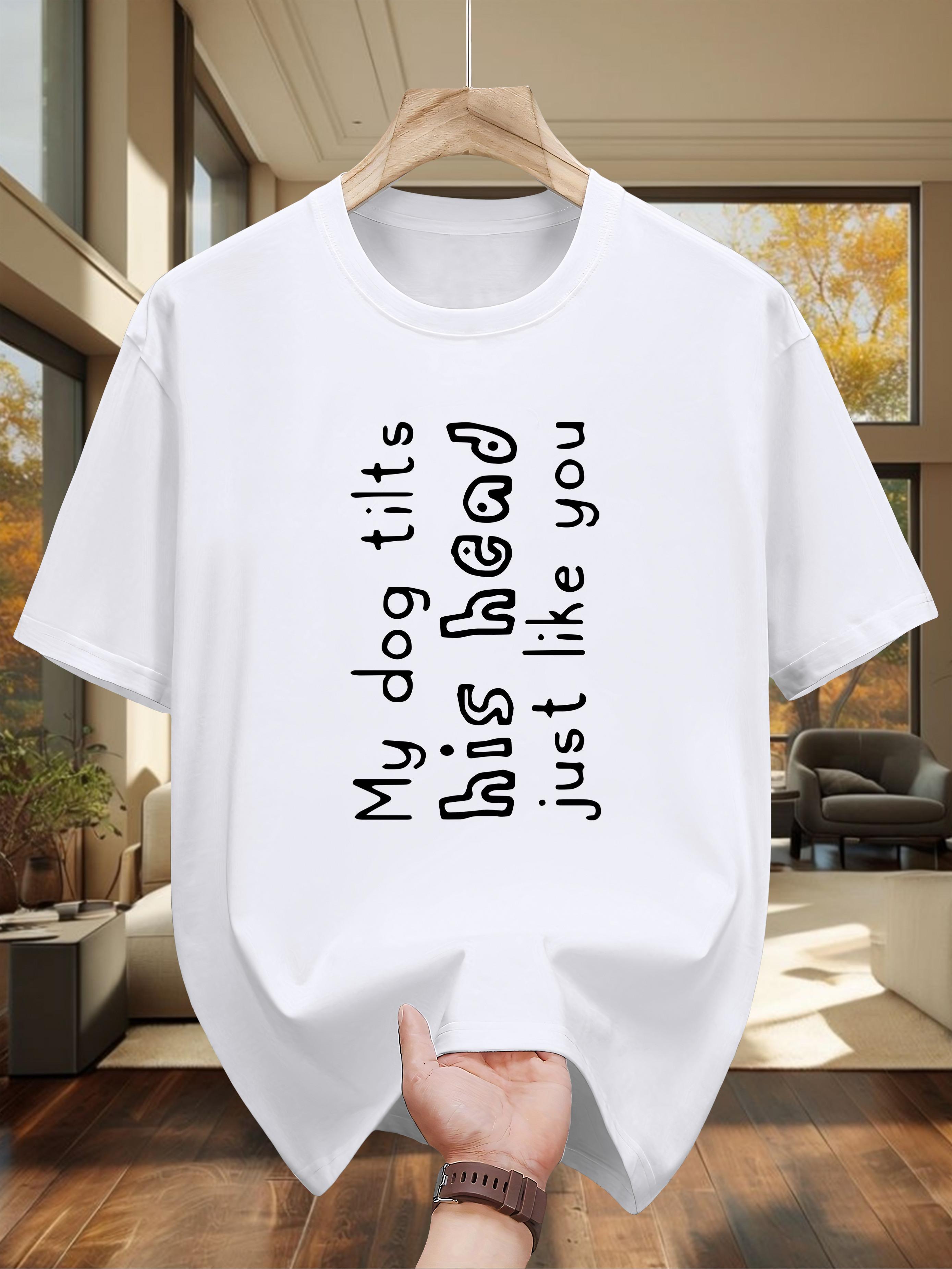 

Navy Blue My Dog Tits His Head Just Like You Cotton T-shirt - Casual Crew Neck L
