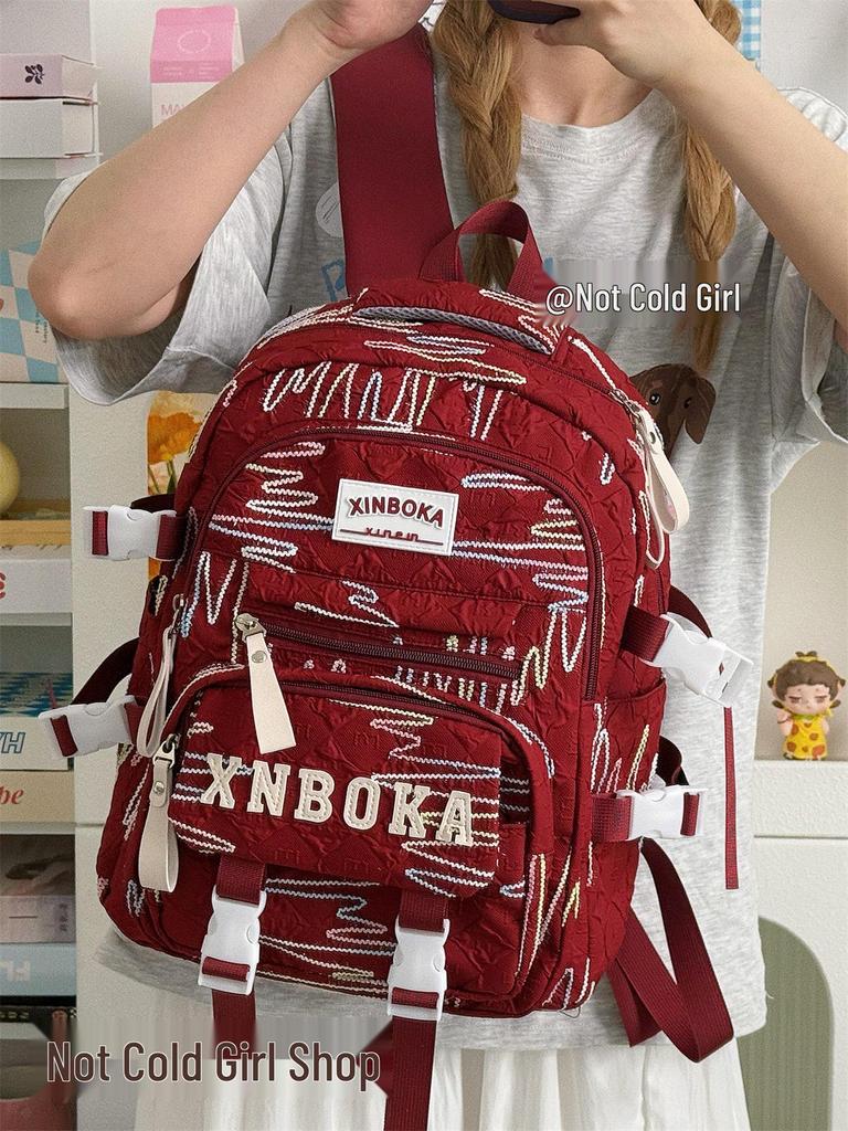 Cute Lightweight Rainbow Pleated Backpack for High School & Middle School Students