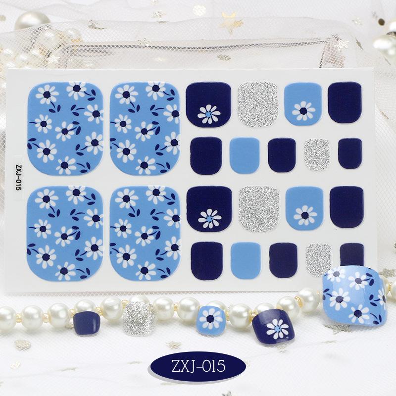 New Summer Foot Stickers Waterproof Beach Toe Nail Stickers Girls Simple Little Chrysanthemum Nail Stickers