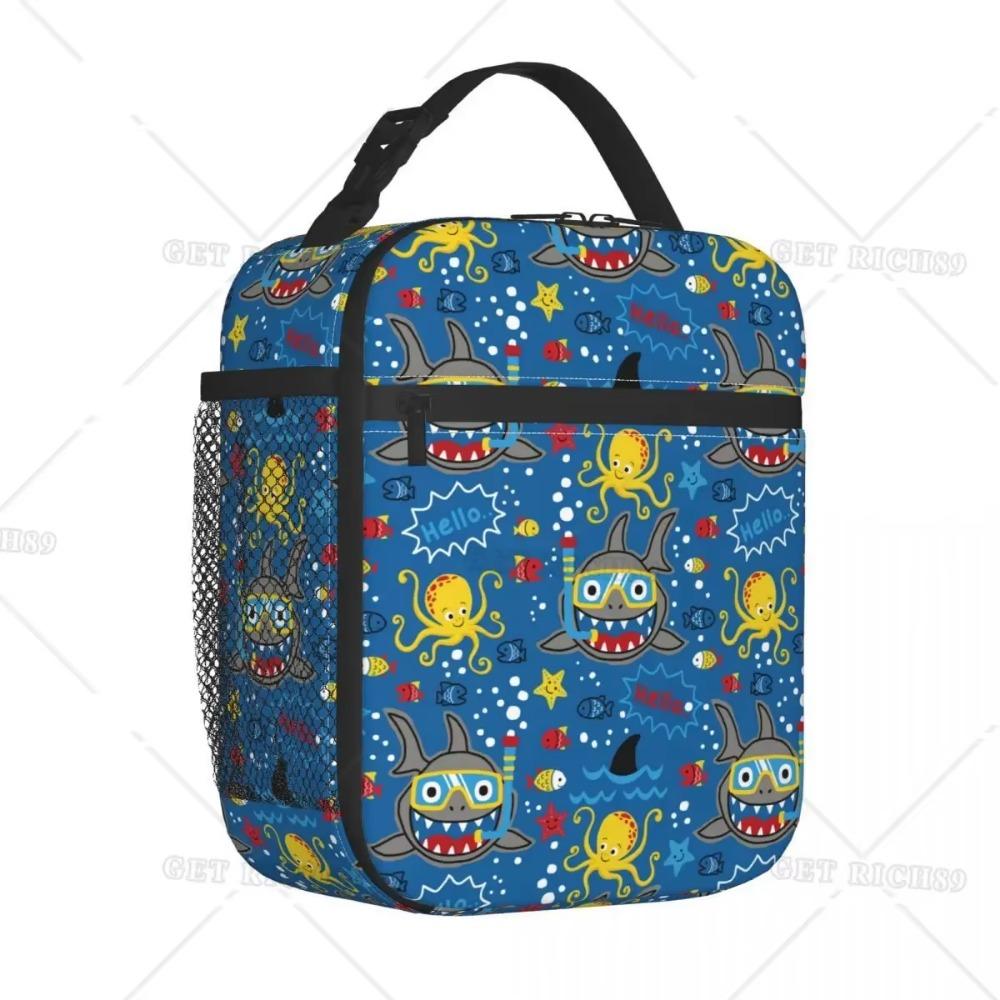 

Морские животные мультфильм дети изолированные школьные ланч-боксы для мальчиков акула осьминог контейнер для ланча портативный охладитель термо-бенто-бокс 26x21x11CM зелёный