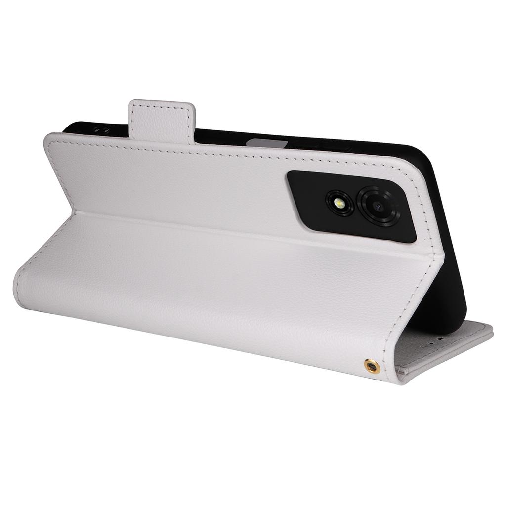 For TCL 501 T433D Case with Wrist Strap Litchi Texture PU Leather Wallet Phone Cover