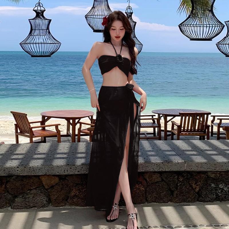 Bikini Swimsuit Feminine Split Red Three-piece Beach Play