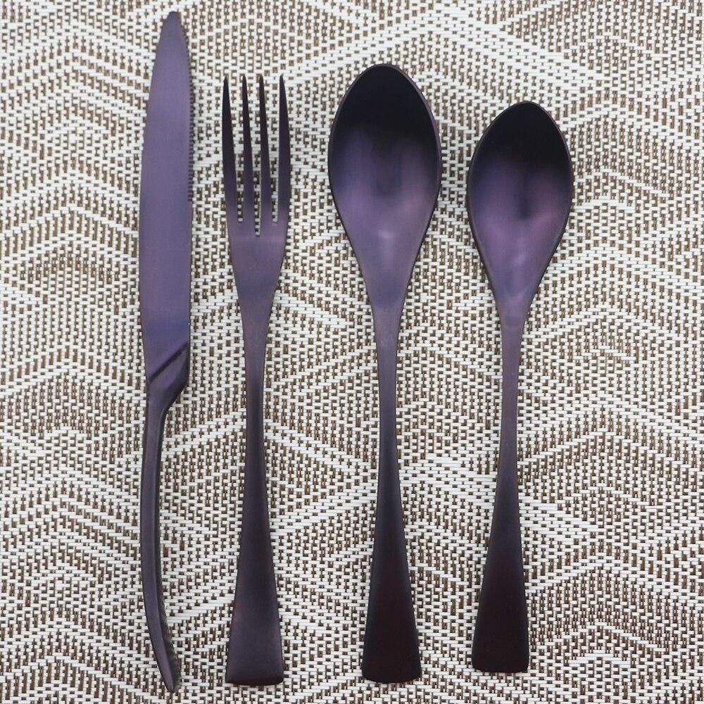 4pcs/set Western Tableware Set Stainless Steel Matte Cutlery Flatware Set Rose Gold Knife Fork Dessert Spoon Kitchen Dinnerware Set