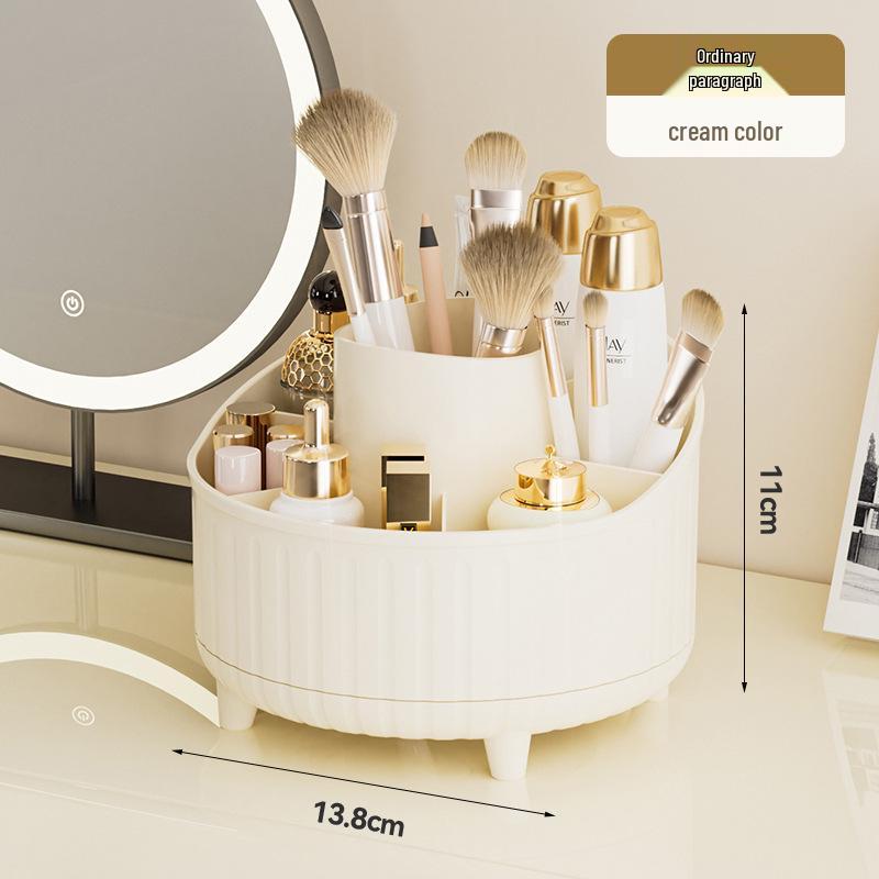 Rotatable Dust-Proof Desktop Cosmetic Storage Box for Makeup Brushes