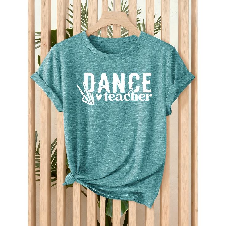 Fun Gesture Script for Dance Teachers Fashionable printed retro-style short sleeves Versatile for daily commuting and casual wear in spring and