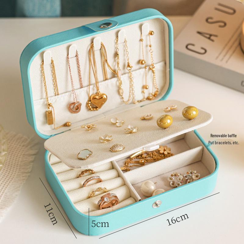Portable Multifunctional Jewelry Storage Box: Dustproof & Anti-Oxidation for Earrings, Rings, and Bracelets.