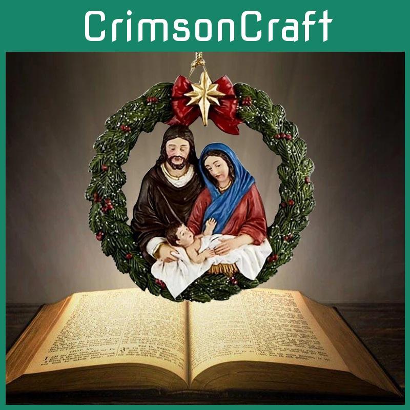 Elegant Acrylic Jesus Birth Christmas Tree Ornament For Home Decor And Rearview Mirror