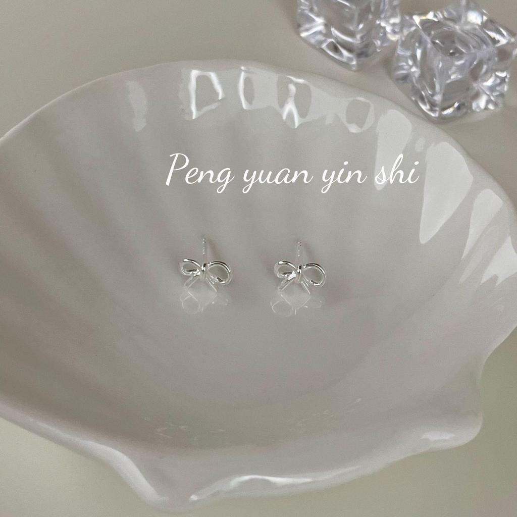 Su Chuang S925 Sterling Silver Bow Earrings for Girls - Elegant, Versatile, Hollow Studs for Pierced Ears