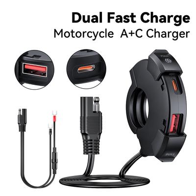 Motosiklet USB Hızlı Şarj Cihazı, Type-C Cep Telefonu Portlu Su Geçirmez Soket, Mobil Güç Soketi, Motosiklet Soketi, 12V