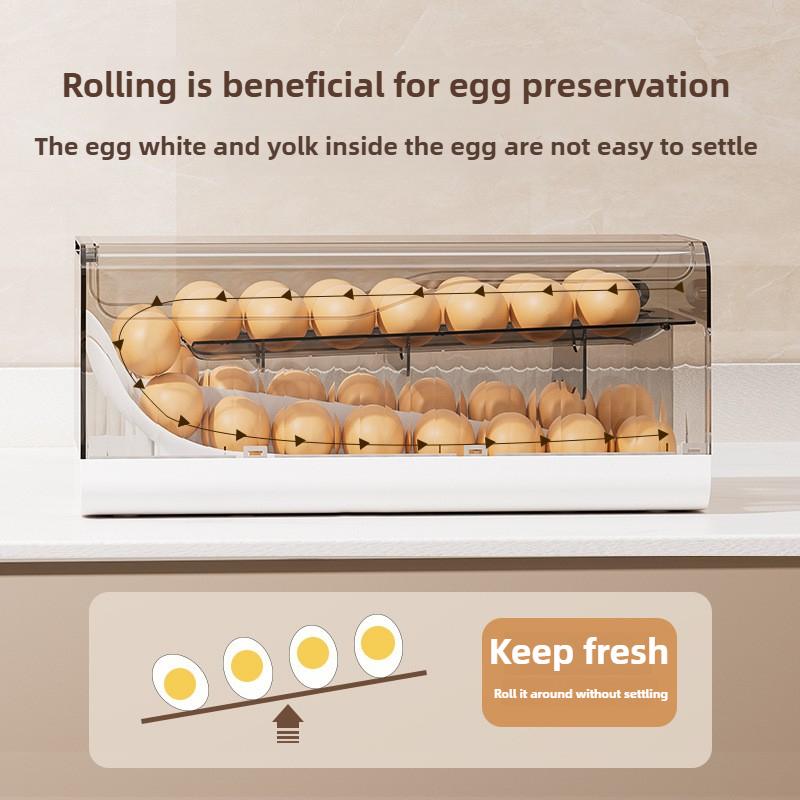 Automatic Rolling Egg Rack Holder Storage Box Refrigerator Egg Organizer Dispenser