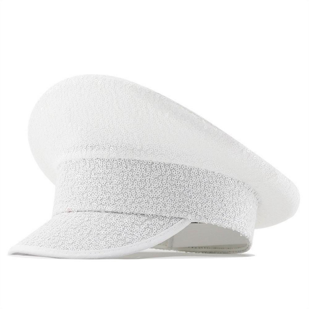 Sequin Embellished Embellished Hat Sparkling Sparkling Hat Fashion Performance Hat  Cosplay белый