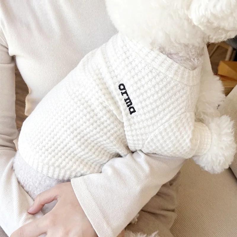 Autunno Animale Domestico Cane Maglia Intima Moda Vestiti per Cani Carino Motivo Lettera Felpa Cucciolo Morbida Calda Maglia per Gatti Maglietta per Cani Chihuahua