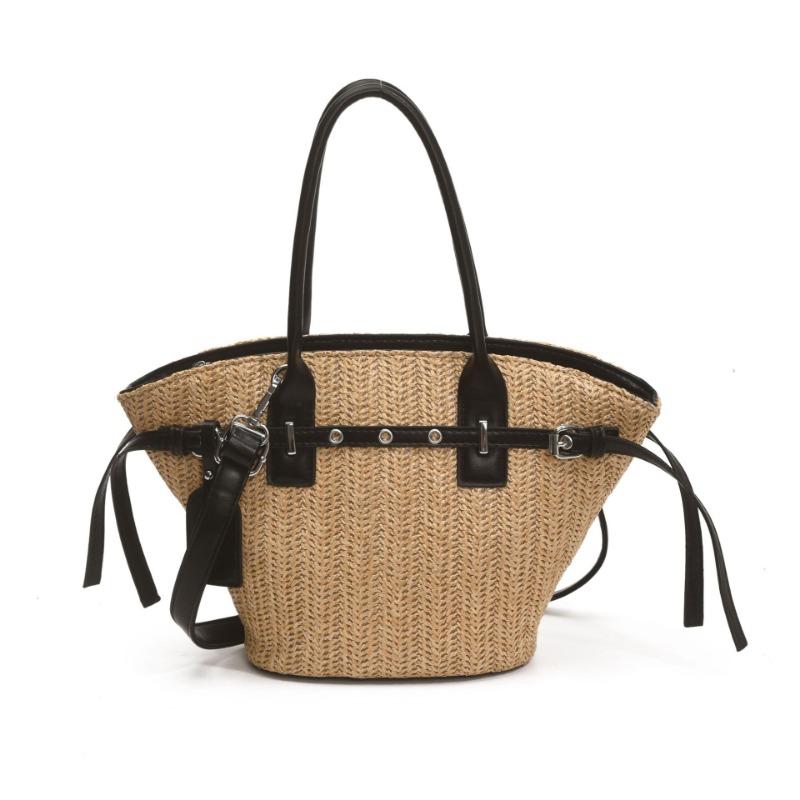 Summer hand-held woven pattern bag women's new fashion vegetable basket bag large capacity simple messenger bag