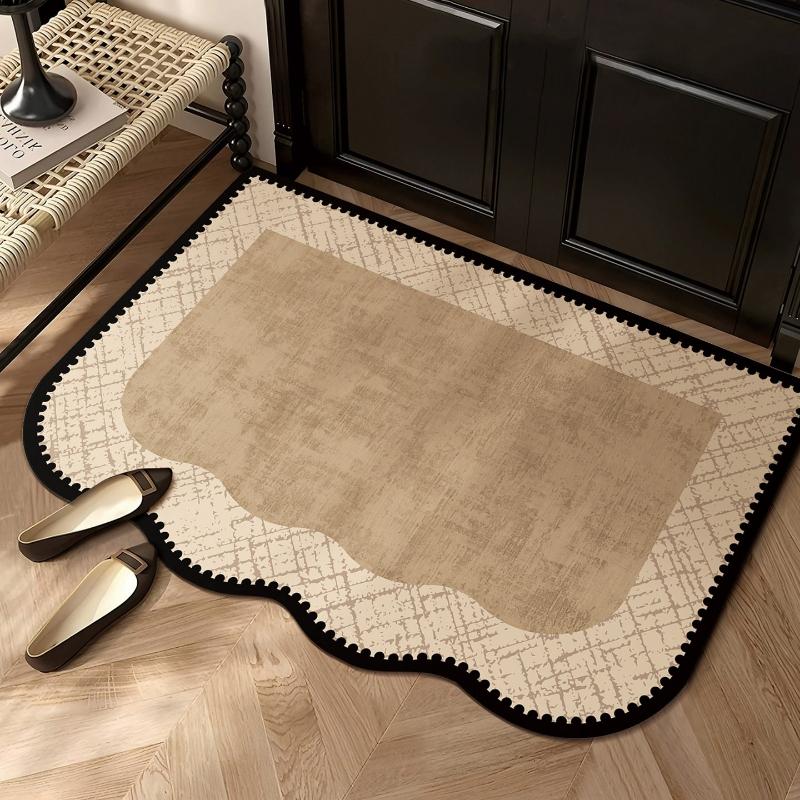 Entrance Doormat Welcome Rug Stain-resistant Wear-resistant Floor Mat Solid Color Geometric Pattern Carpet Home Decoration Rugs