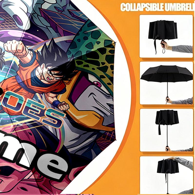 Custom Name Personalized Dragon Ball Z Print Umbrella, Auto Open Close, 8‑Rib Sturdy Frame, Commute Camping Hiking Use, Birthday Gift
