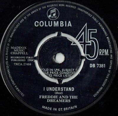 7inch Record FREDDIE & THE DREAMERS - I Understand DB7381 Columbia 1964 UK Pop Used