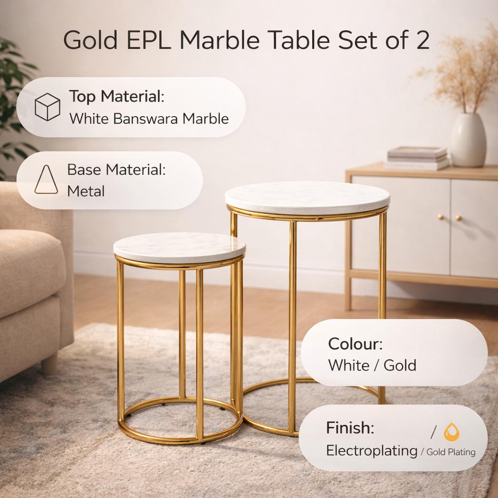 Gold EPL Marble Table Set of 2