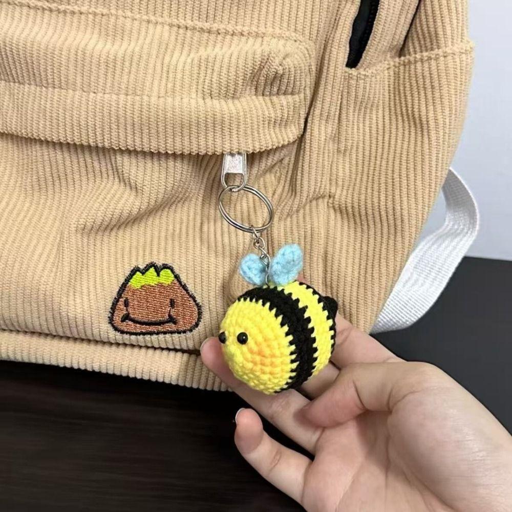 Handmaking Crochet Keychains Cute Wool Knitting Insect Cartoon Bees Pendants Animal Doll