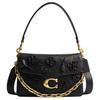 Tabby 26 Removable Chain Strap Floral Decor Crossbody Bag Pebbled Leather Shoulder Bag Medium Women Bags Black CCC15-B4BK