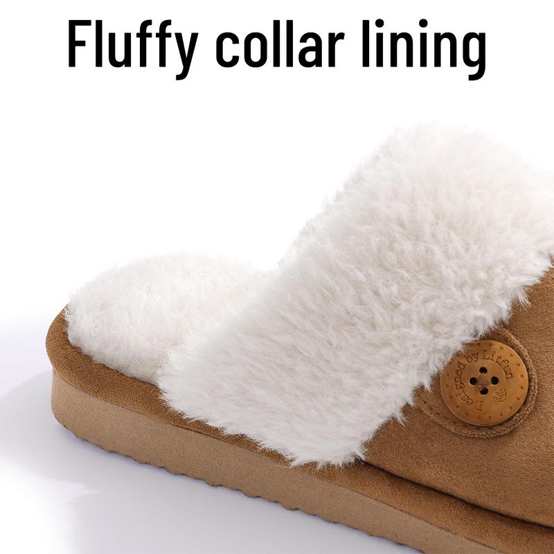 Fashion Kidmi Women's Fuzzy Slippers New Button Style Winter Fluffy Memory Foam Home Shoes Indoor And Outdoor Shoes For Woman Warm Shoes