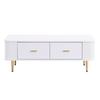 Coffee Table Golden Handles with Two Drawers Large Storage Space Curved Corners Wavy Side Storing MDF Rectangle Shape Tea Table Home