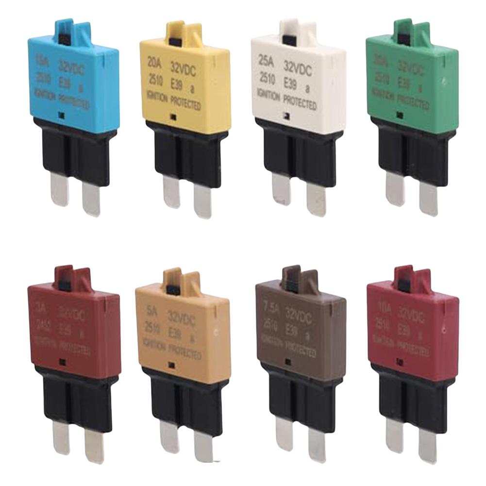 8pcs Car Pack Circuit Breaker Blade Manual Reset Fuse 3A 5A 7.5A 10A 15A 20A 25A 30A Mixed For Marine Boat RV Truck Cars