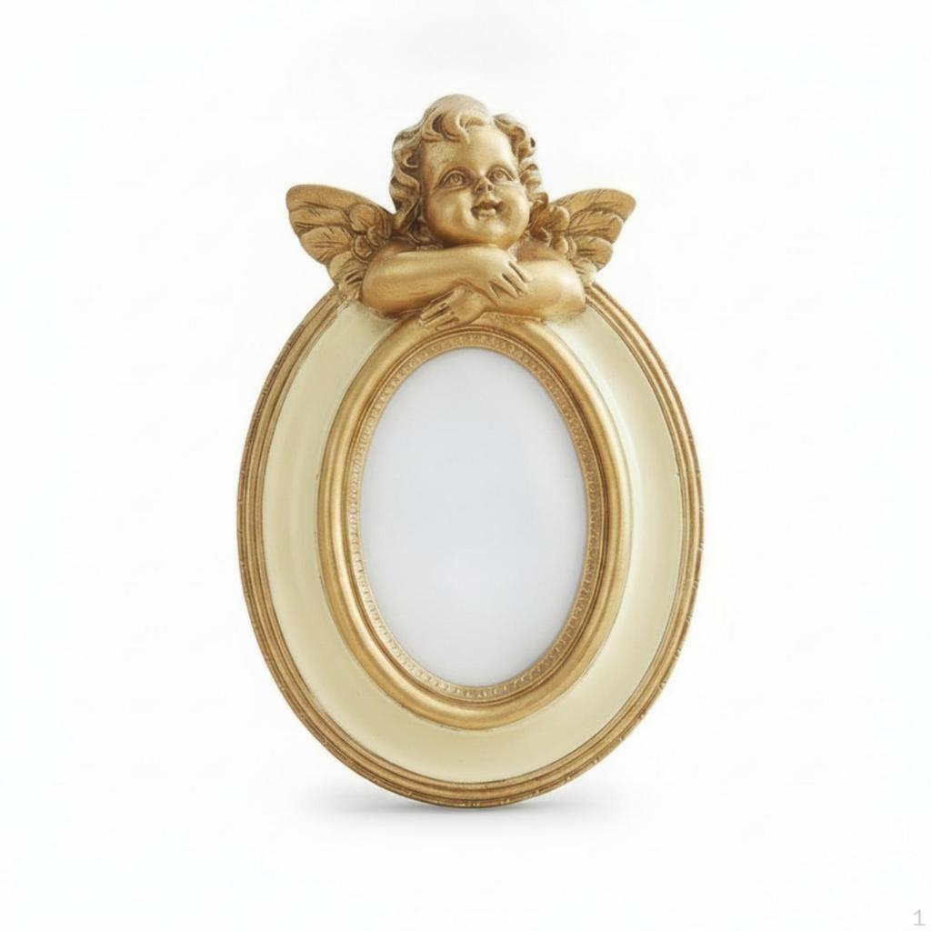 Vintage Angel Frame Decorative Top Embellishment Antique Resin Photo