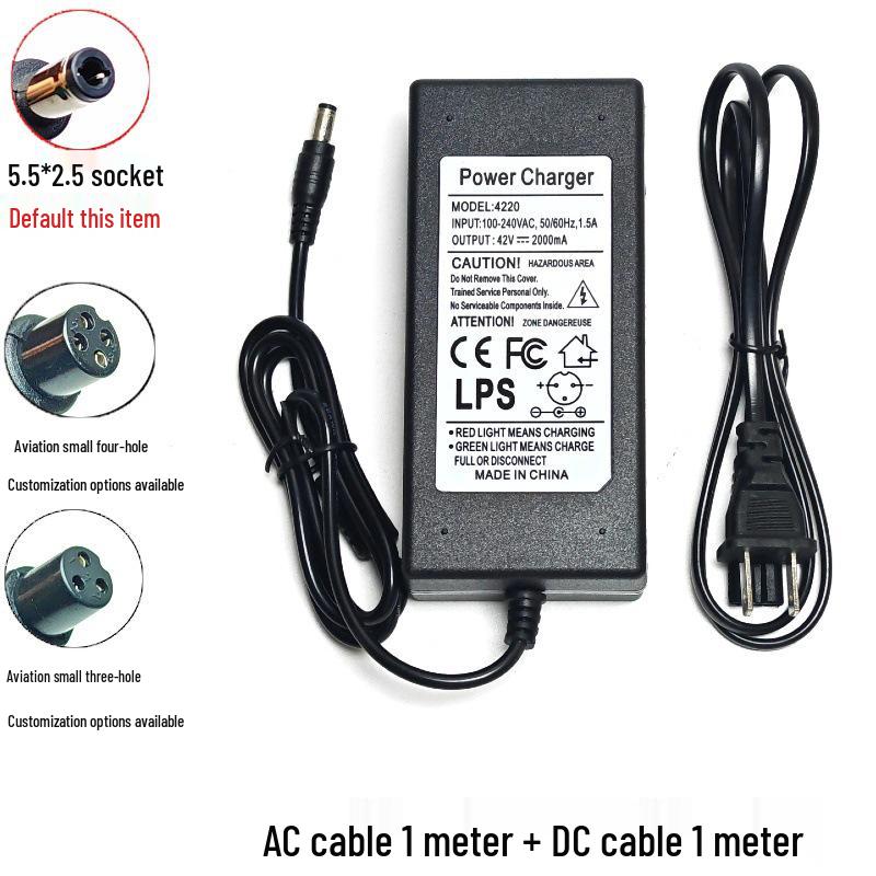 

Зарядний пристрій для літієвої батареї двоколісного електричного самоката 42В 2А зі світловим індикатором