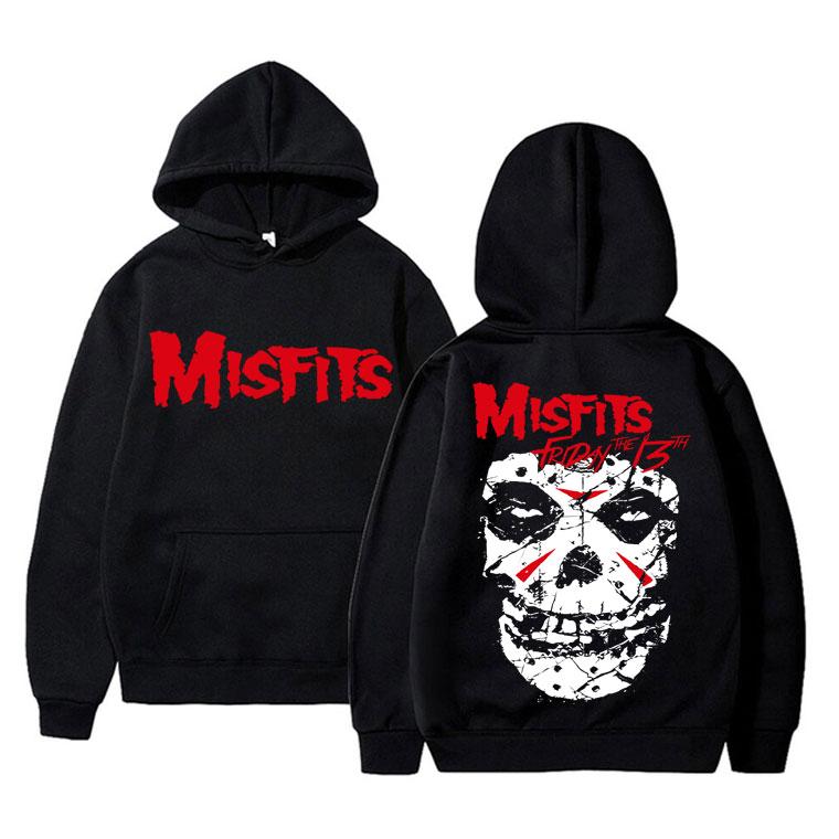 Horror Punk Misfits Totenkopf-Grafik-Hoodie Herrenmode Vintage Langarm-Hoodies für Damen und Herren Gothic Oversized Sweatshirts