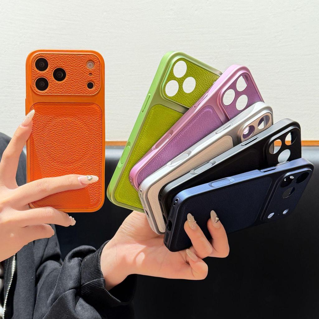 Lychee Pattern Skin Sticker & Magnetic Case for iPhone 17 Pro Max - Apple 16 Solid Leather