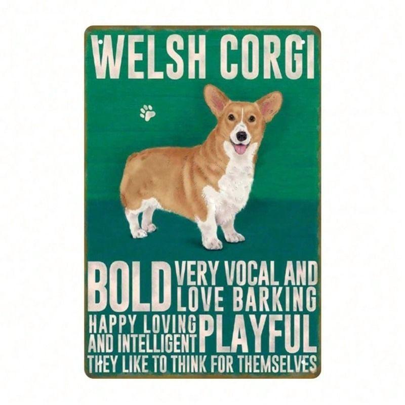 Metal Wall Art Corgi Dog Vintage Poster for Cafe Decor