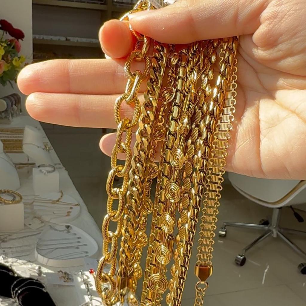 Stainless Steel Bracelet Metal Thick Chain 18K Gold Plated Bracelet Jewelry