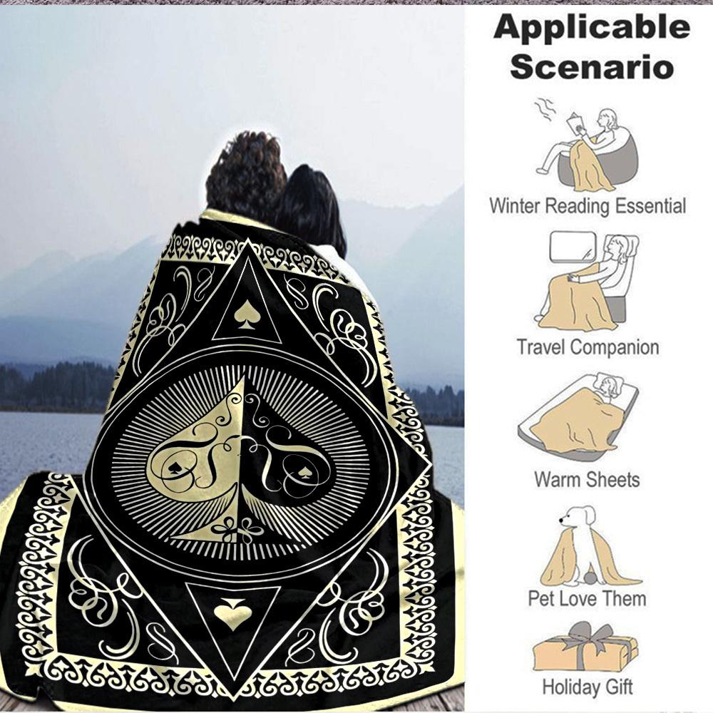 1PC Playing Card Design Print Blanket, Soft Throw Blanket - Warm & Cozy for Couch, Bed, Office, and Travel Yy250912166